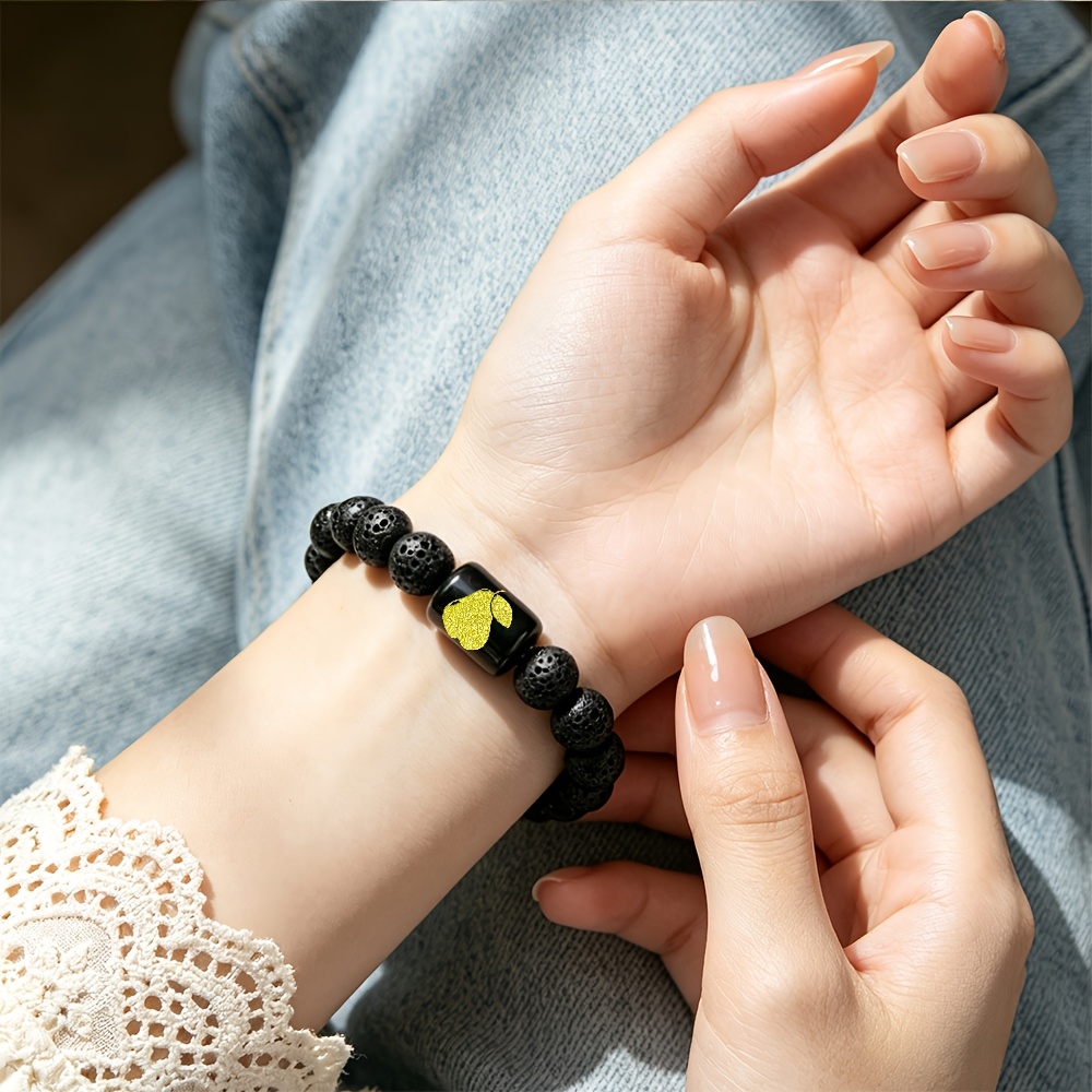 Natural Stone Beaded Bracelet with Golden Pear and Leaf